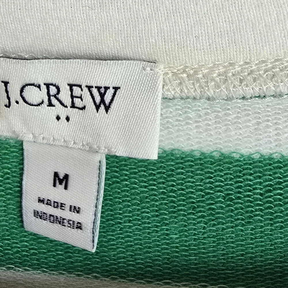 J. Crew Kelly Green Striped Wide Button Collar Rugby Sweatshirt SZ Medium Preppy - Picture 10 of 13